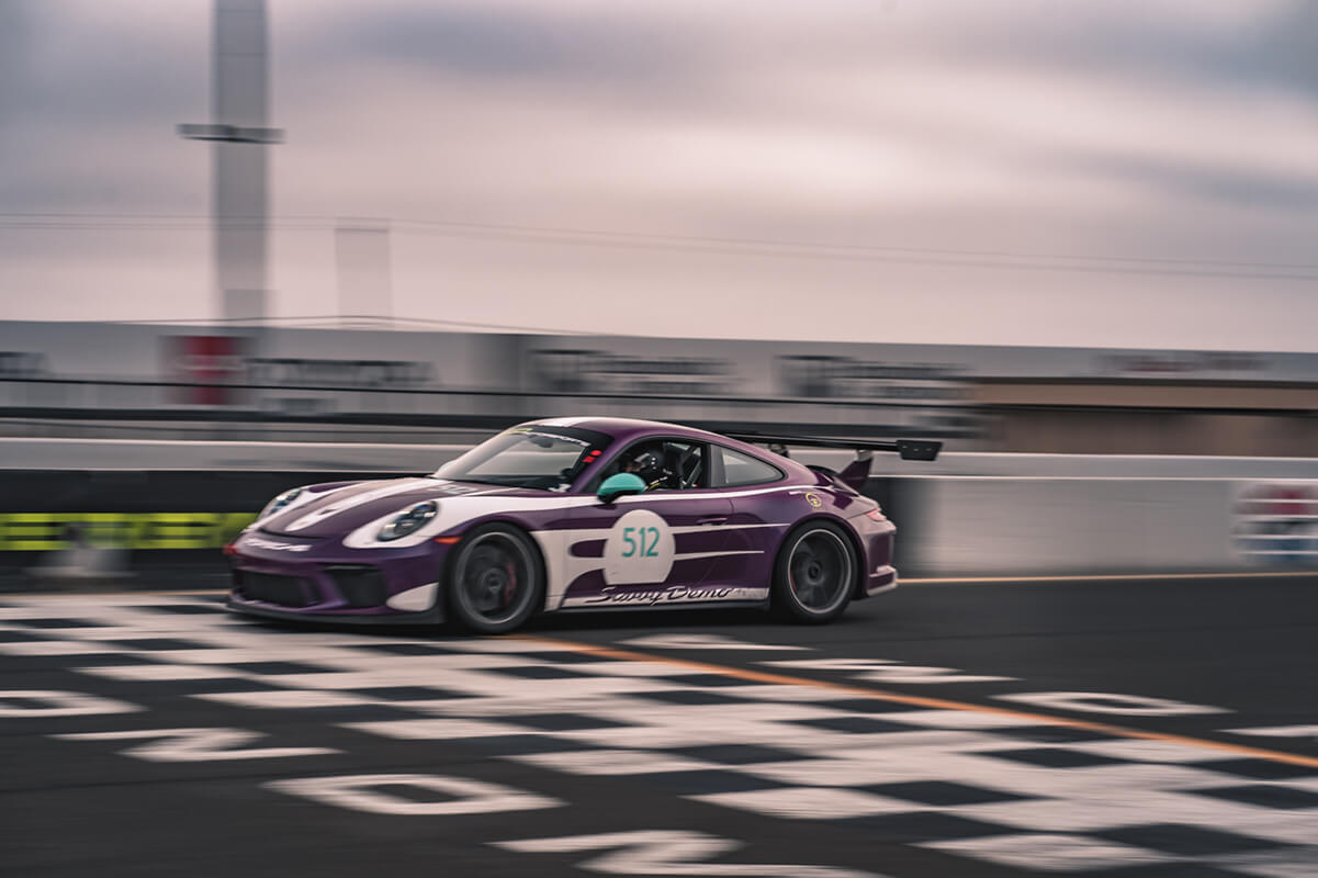 the Experience_Driving_time Purple GT3 #512 Crossing the finish line at the track