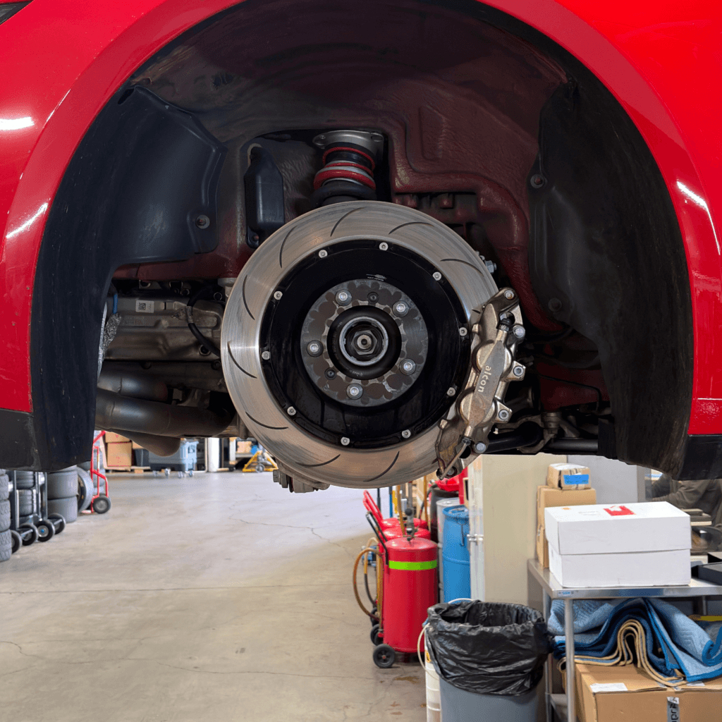 rear alcon brake no wheel red car